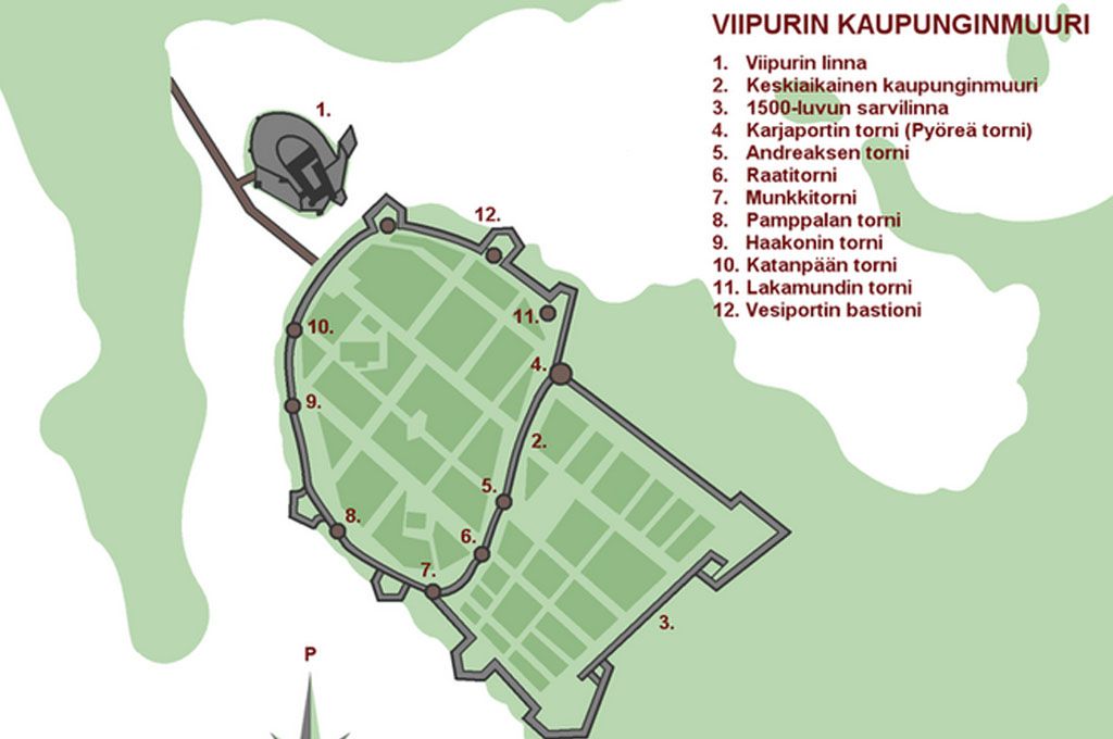 Схема Выборгской крепости с боевыми сооружениями Схема Выборгской крепости.